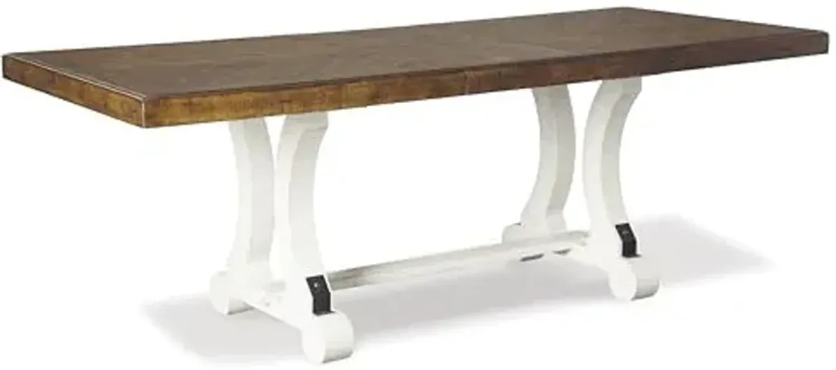 Signature Design by Ashley Valebeck Farmhouse Rectangular Extension Dining Table, Fits up to 8, White & Brown
