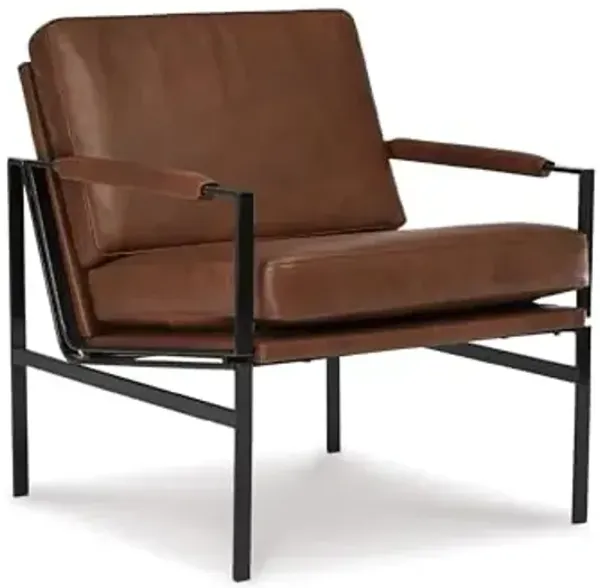 Signature Design by Ashley Puckman Mid-Century Modern Leather Accent Chair, Brown