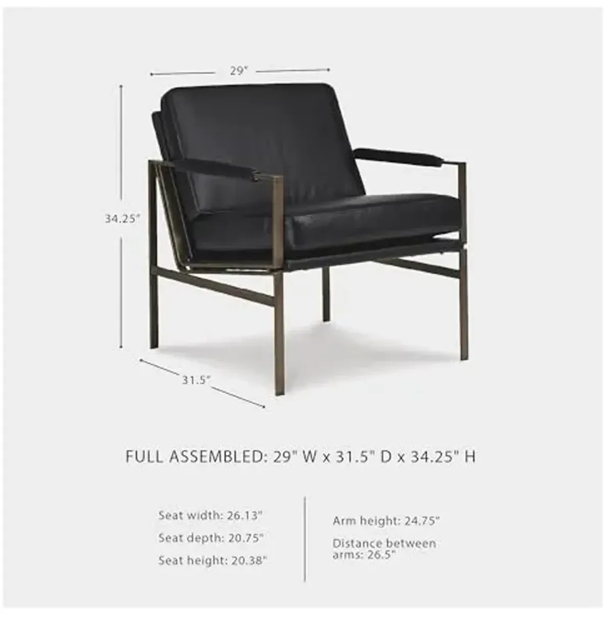 Signature Design by Ashley Puckman Mid-Century Modern Leather Accent Chair, Black