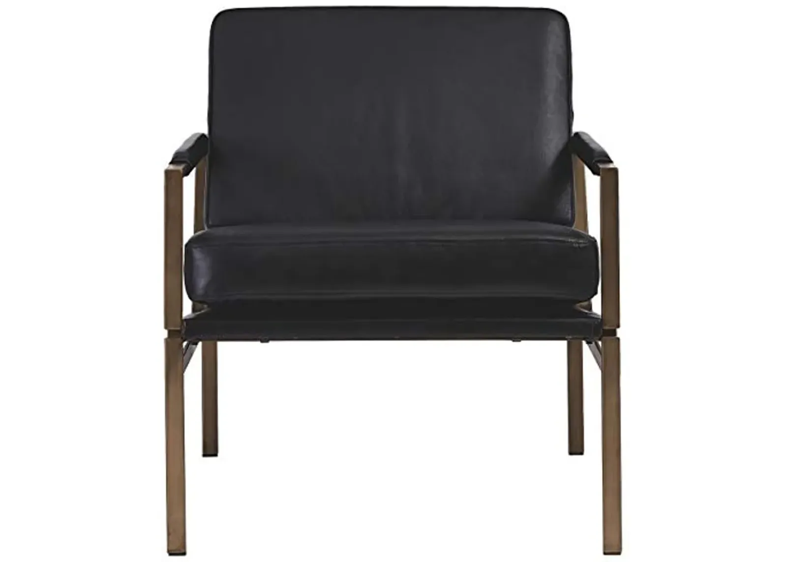 Signature Design by Ashley Puckman Mid-Century Modern Leather Accent Chair, Black