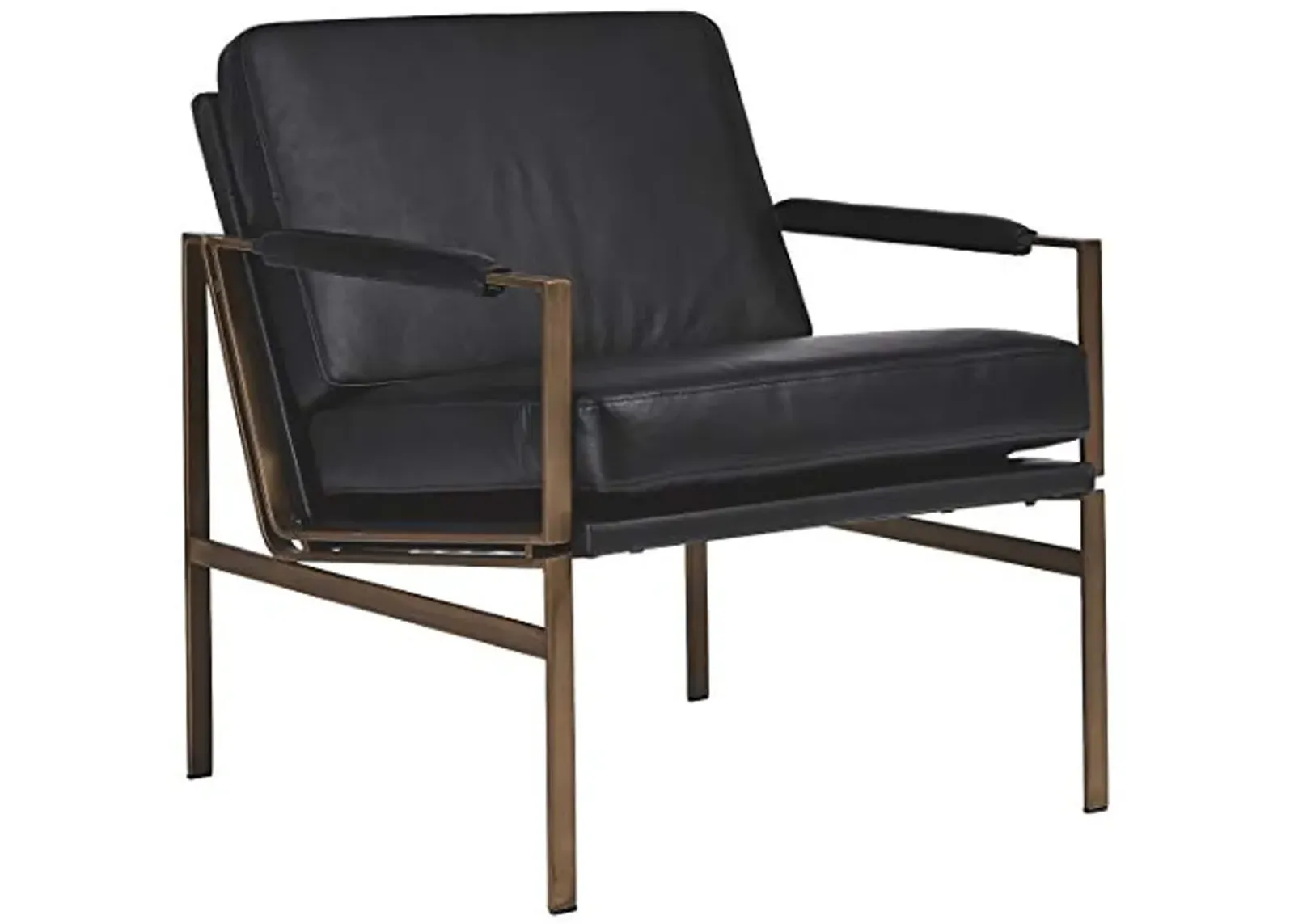 Signature Design by Ashley Puckman Mid-Century Modern Leather Accent Chair, Black