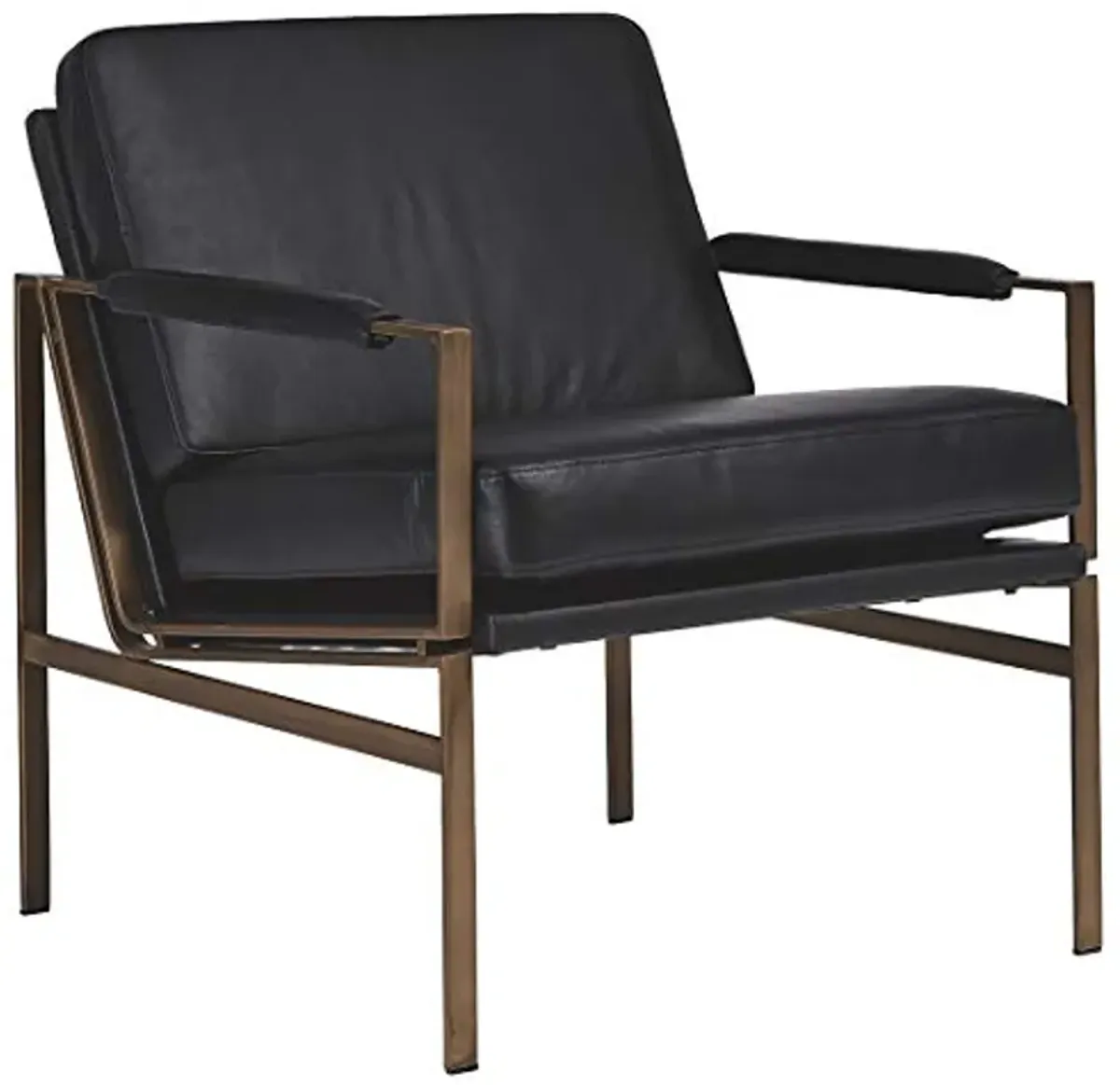 Signature Design by Ashley Puckman Mid-Century Modern Leather Accent Chair, Black