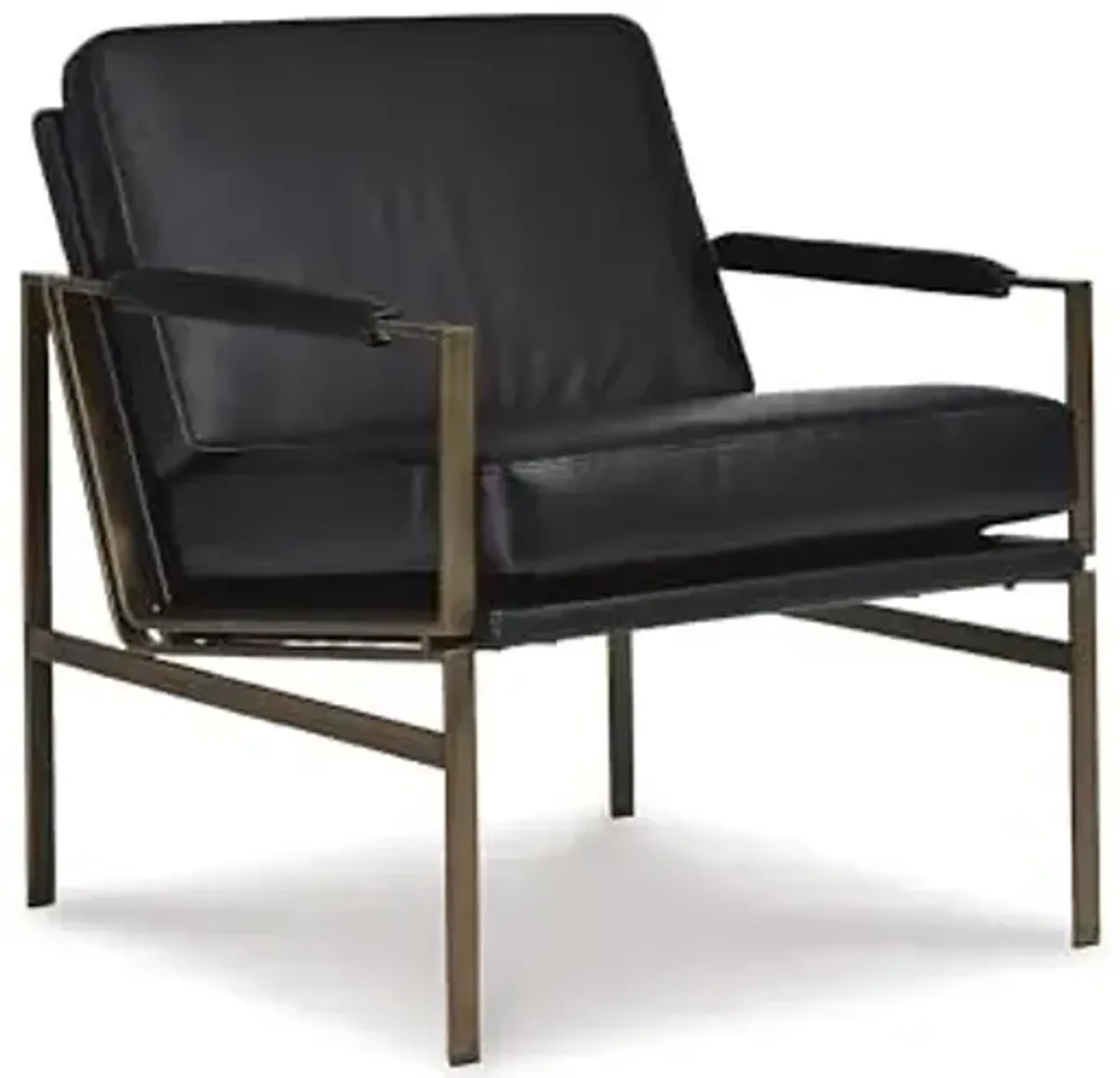 Signature Design by Ashley Puckman Mid-Century Modern Leather Accent Chair, Black