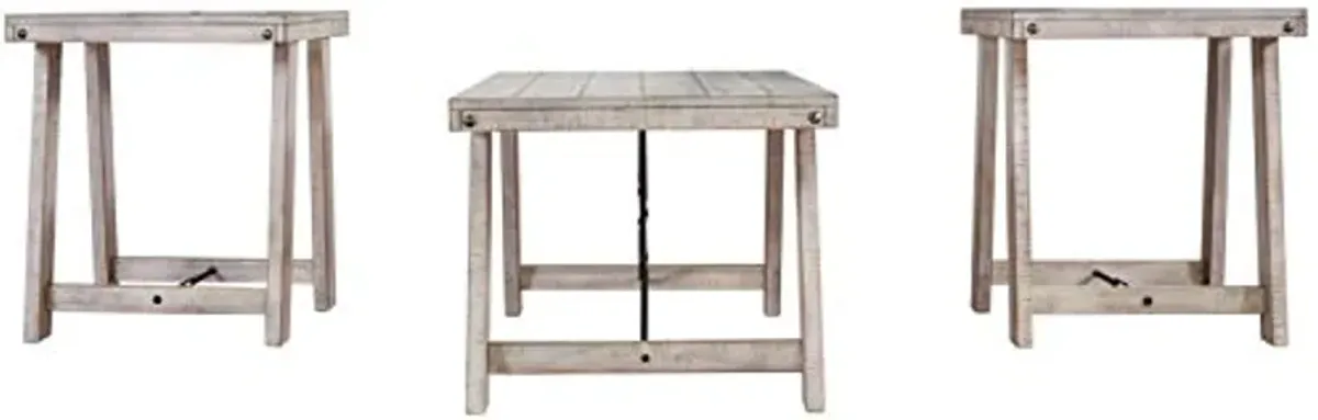 Signature Design by Ashley Carynhurst Farmhouse 3-Piece Table Set, Includes Coffee Table and 2 End Tables, Antique White