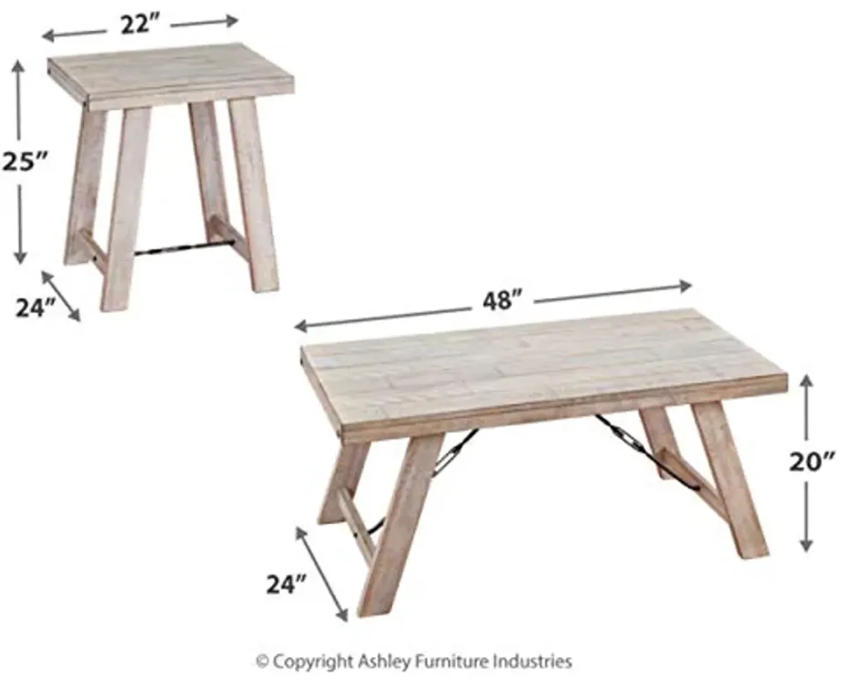 Signature Design by Ashley Carynhurst Farmhouse 3-Piece Table Set, Includes Coffee Table and 2 End Tables, Antique White