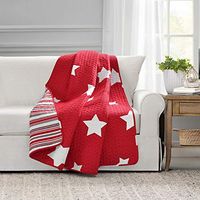 Lush Decor, Red Star Throw Blanket, 50" x 60"
