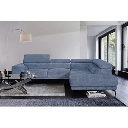Lexicon Courtney 112" x 91" Fabric Sectional Sofa, Blue