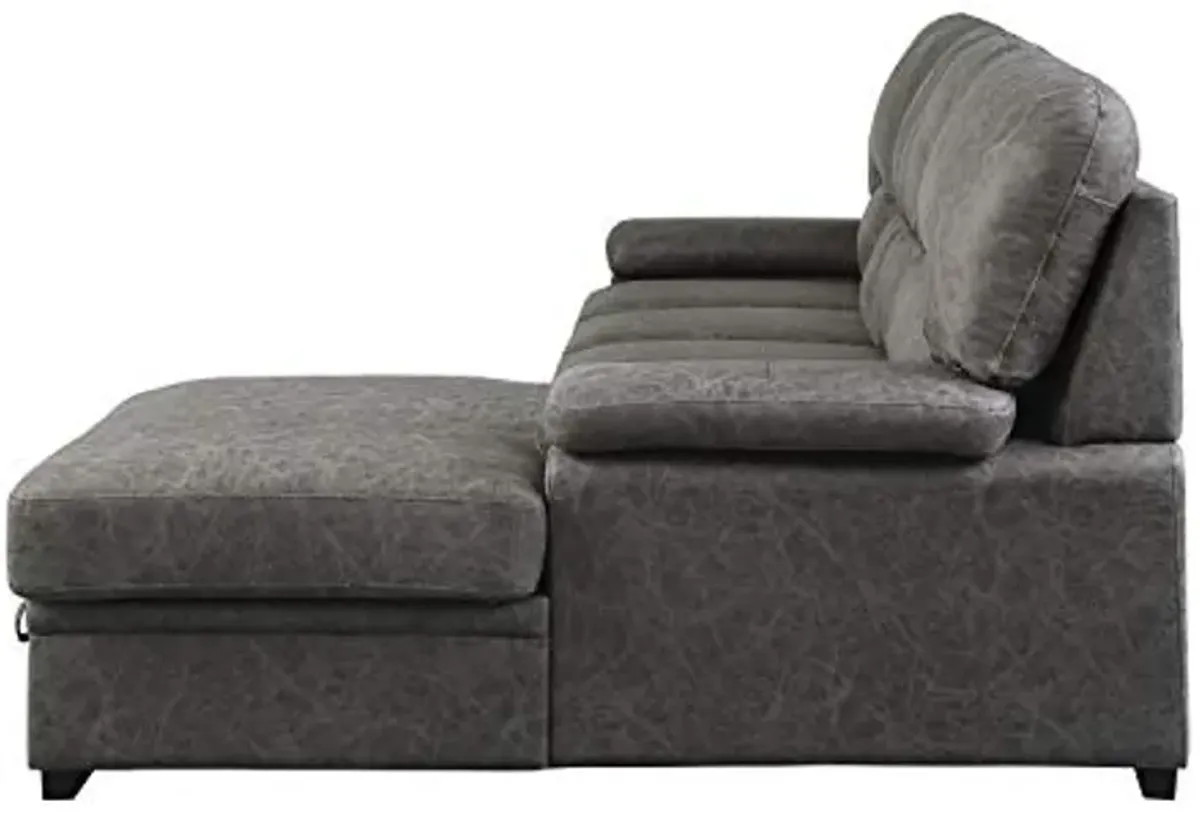 Lexicon Sectional Couches for Living Room, Sofa Bed, Sleeper Sofa, L Shaped Couch with Storage Chaise and Pull Out Couch Bed, Sectional Sleeper Sofa Bed for Living Room Apartment, Dark Grey