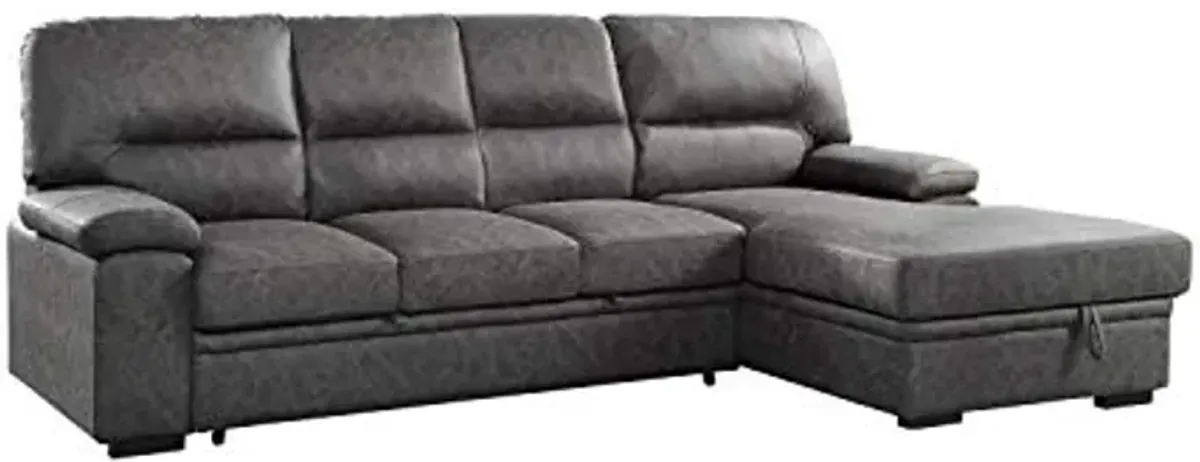 Lexicon Sectional Couches for Living Room, Sofa Bed, Sleeper Sofa, L Shaped Couch with Storage Chaise and Pull Out Couch Bed, Sectional Sleeper Sofa Bed for Living Room Apartment, Dark Grey