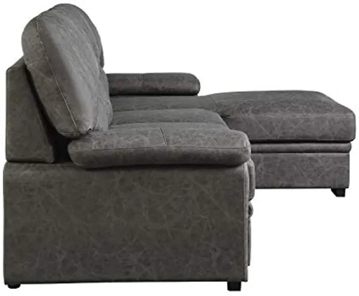 Lexicon Sectional Couches for Living Room, Sofa Bed, Sleeper Sofa, L Shaped Couch with Storage Chaise and Pull Out Couch Bed, Sectional Sleeper Sofa Bed for Living Room Apartment, Dark Grey