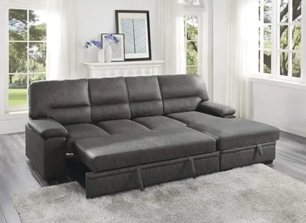 Lexicon Sectional Couches for Living Room, Sofa Bed, Sleeper Sofa, L Shaped Couch with Storage Chaise and Pull Out Couch Bed, Sectional Sleeper Sofa Bed for Living Room Apartment, Dark Grey