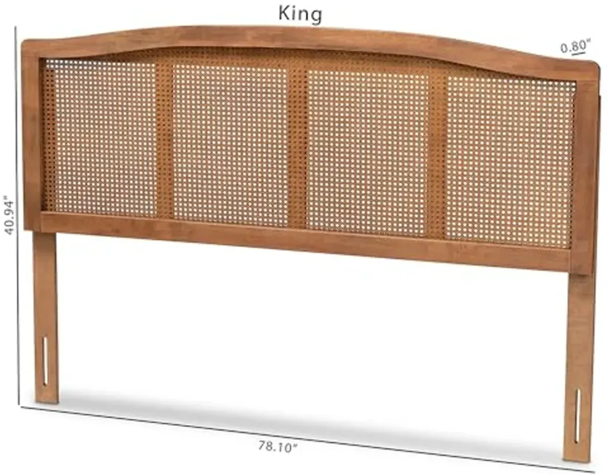 Baxton Studio Marieke King Wood Headboard, 78.1-inch W x 0.8-inch D x 40.94-inch H, Ash Walnut (159-9811-HiT)