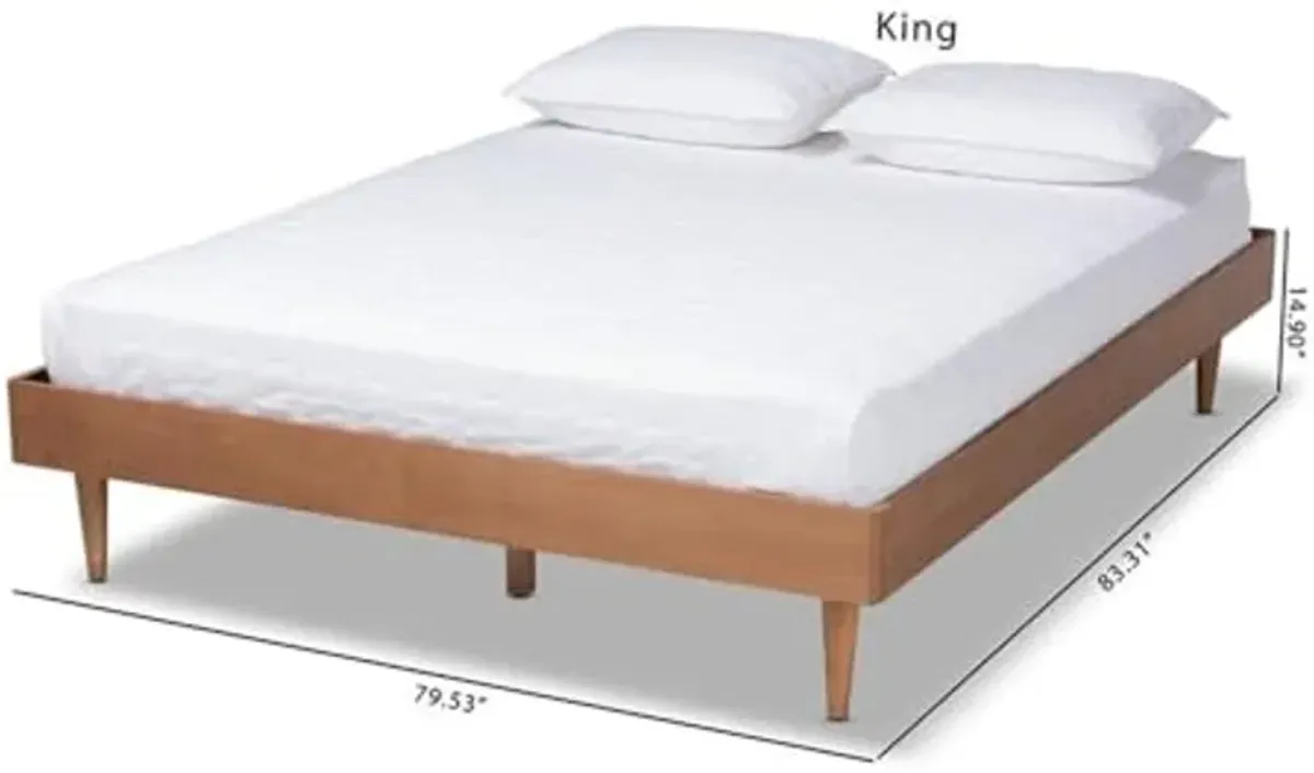 Baxton Studio Rina Mid-Century Modern Ash Wanut Finished Queen Size Wood Bed Frame