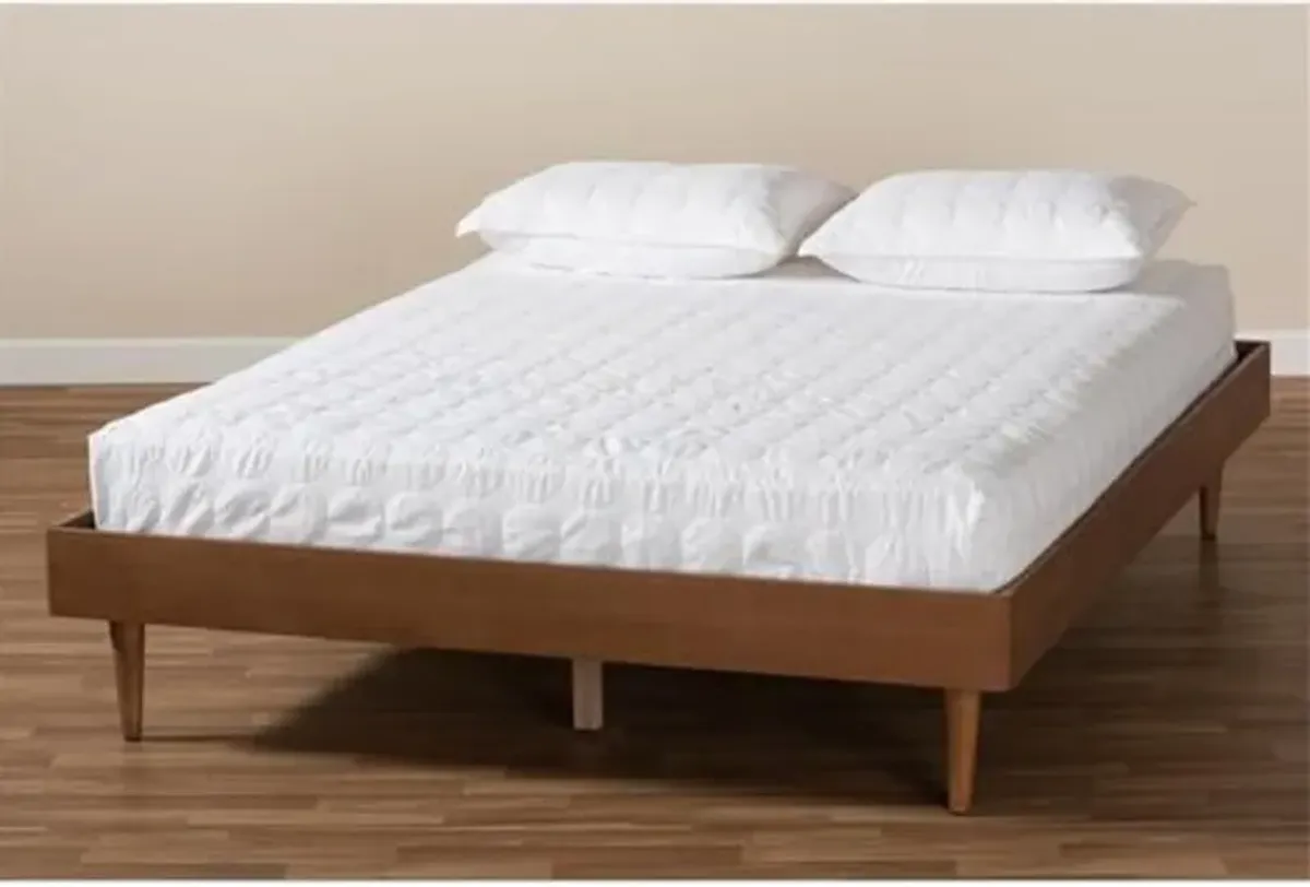 Baxton Studio Rina Mid-Century Modern Ash Wanut Finished Queen Size Wood Bed Frame