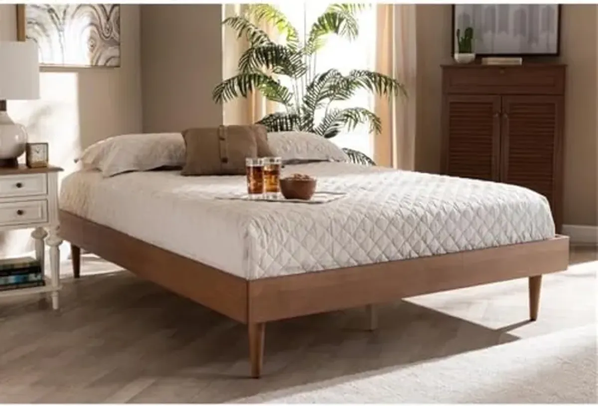 Baxton Studio Rina Mid-Century Modern Ash Wanut Finished Queen Size Wood Bed Frame