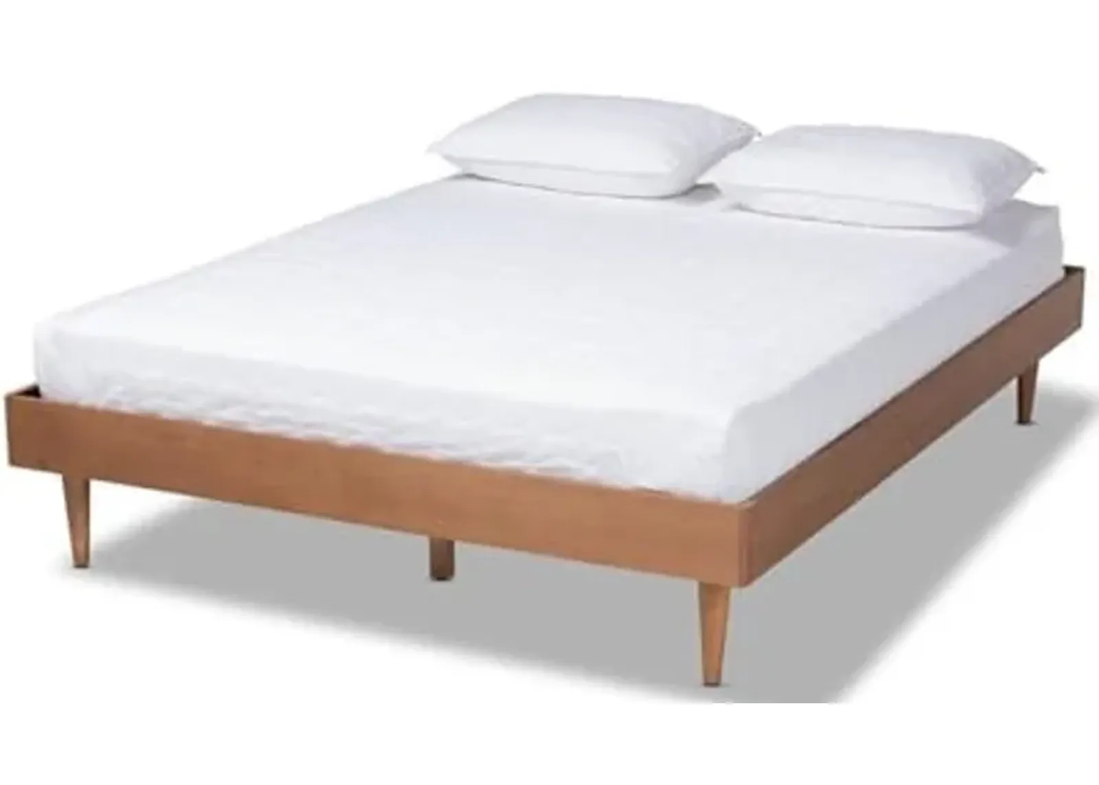 Baxton Studio Rina Mid-Century Modern Ash Wanut Finished Queen Size Wood Bed Frame