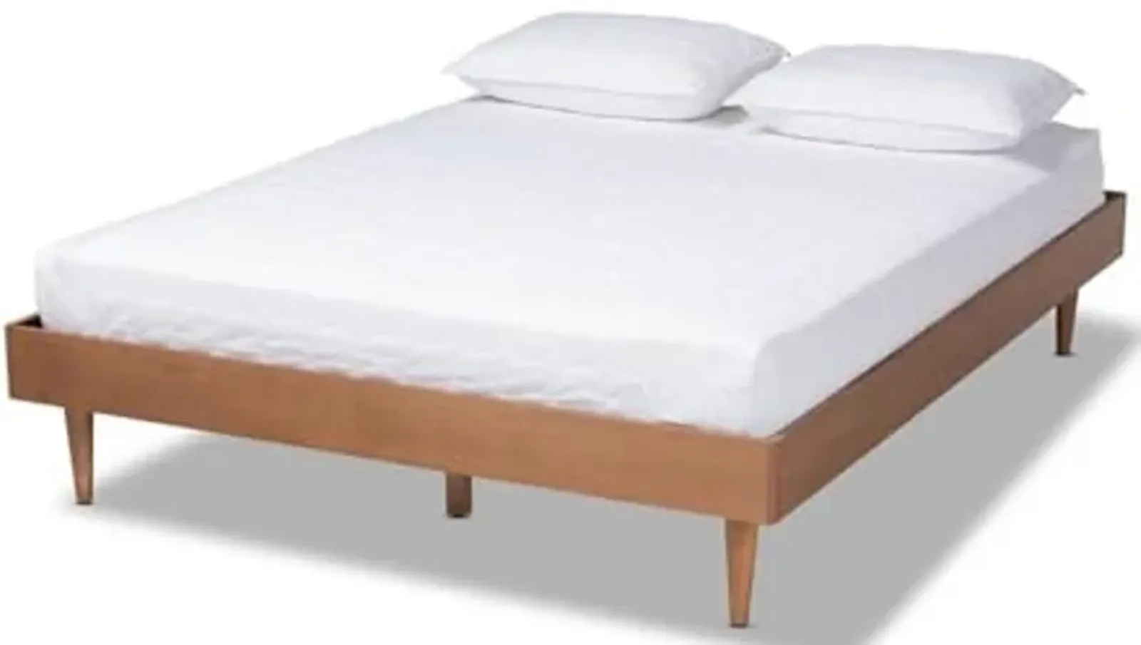 Baxton Studio Rina Mid-Century Modern Ash Wanut Finished Queen Size Wood Bed Frame