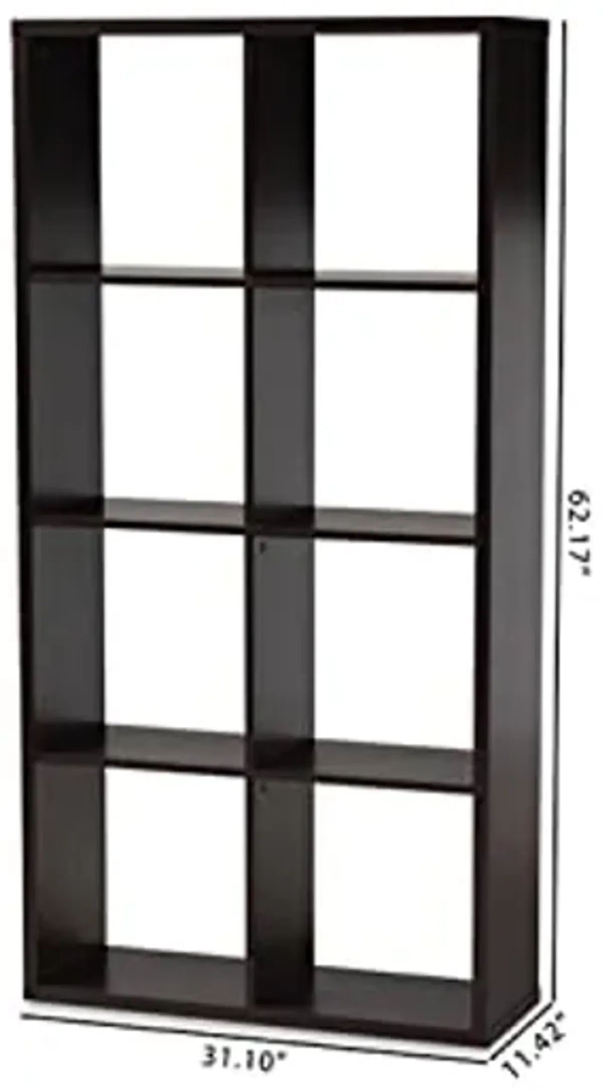 Baxton Studio Janne Modern and Contemporary Dark Brown Finished 8-Cube Multipurpose Storage Shelf