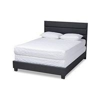 Baxton Studio Ansa Modern and Contemporary Dark Grey Fabric Upholstered Queen Size Bed