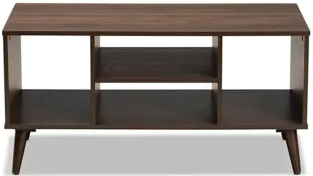 Baxton Studio Linas Mid-Century Modern Walnut Finished Coffee Table
