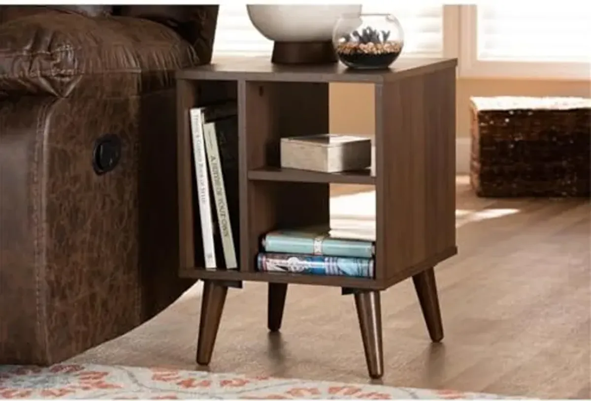 Baxton Studio Sami Mid-Century Modern Walnut Finished Wood End Table