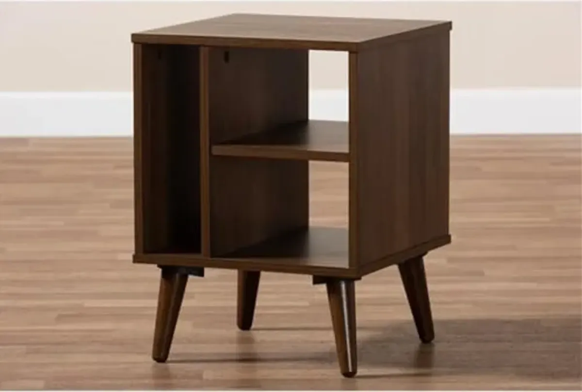 Baxton Studio Sami Mid-Century Modern Walnut Finished Wood End Table