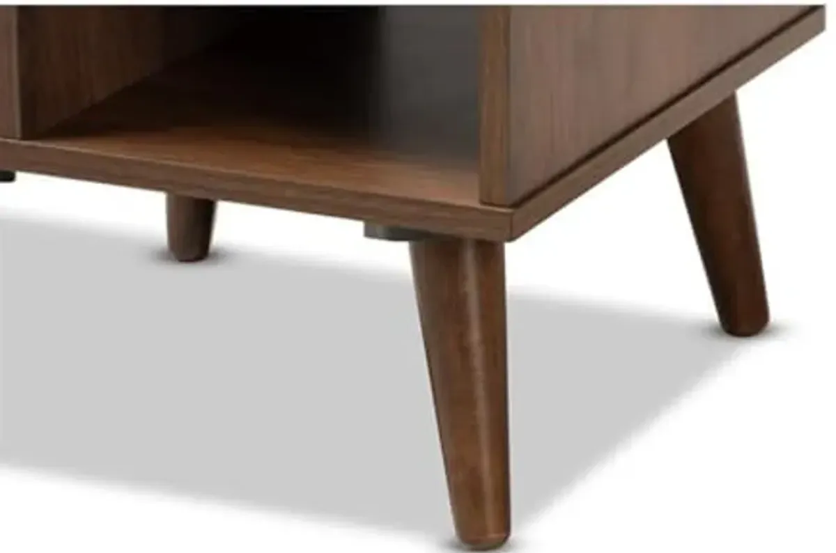 Baxton Studio Sami Mid-Century Modern Walnut Finished Wood End Table