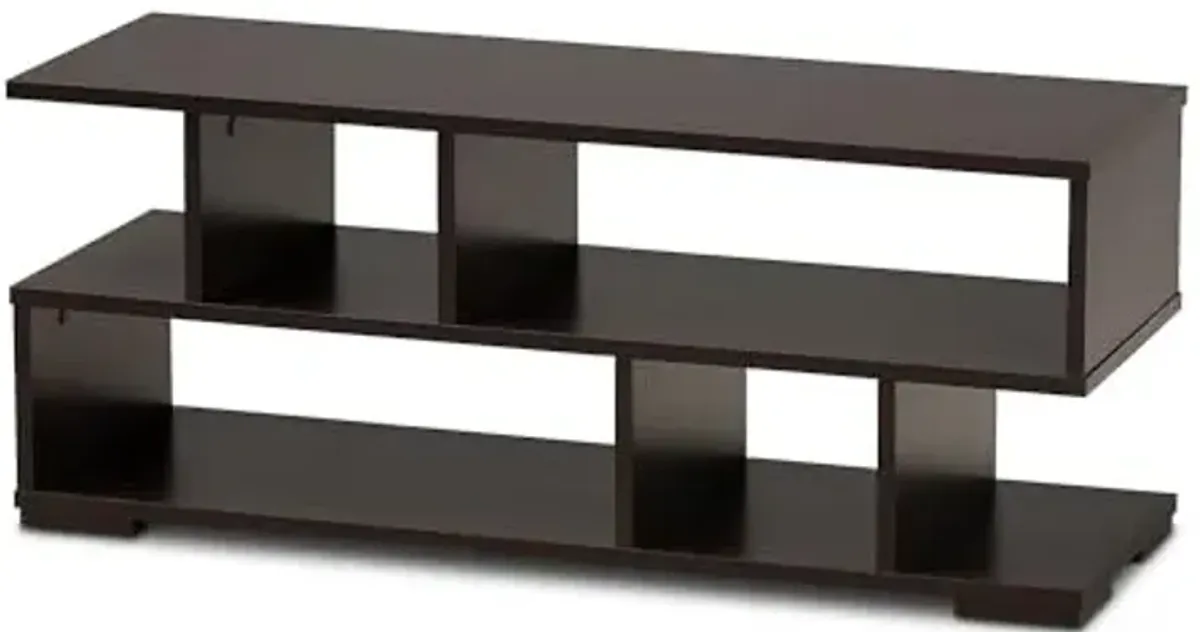 Baxton Studio Arne Wood TV Stand, Screens up to 38-inch, Dark Brown