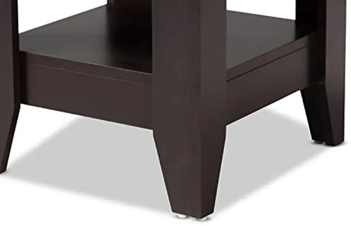 Baxton Studio Audra Modern and Contemporary Dark Brown Finished Wood End Table