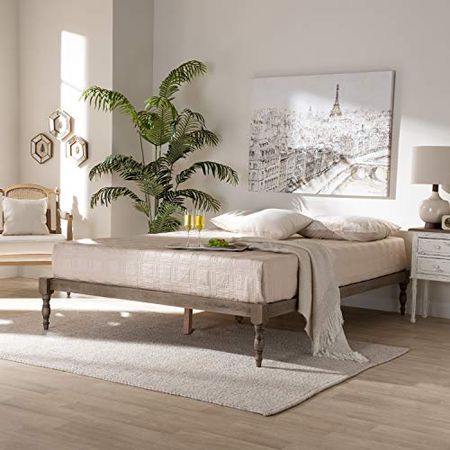Baxton Studio Iseline Modern and Contemporary Antique Grey Finished Wood Full Size Platform Bed Frame