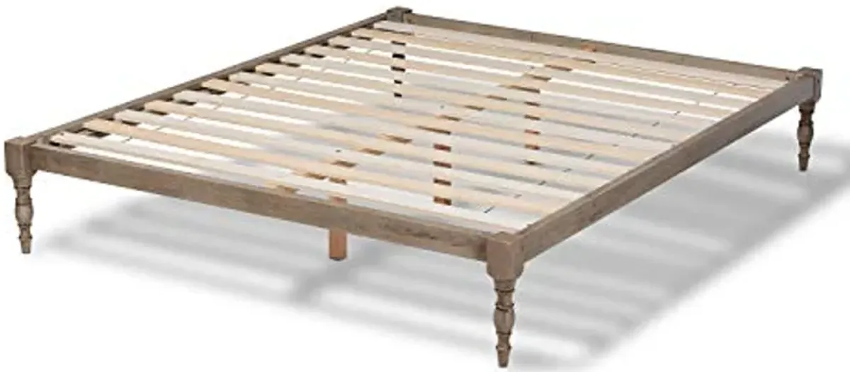 Baxton Studio Iseline Modern and Contemporary Antique Grey Finished Wood Full Size Platform Bed Frame