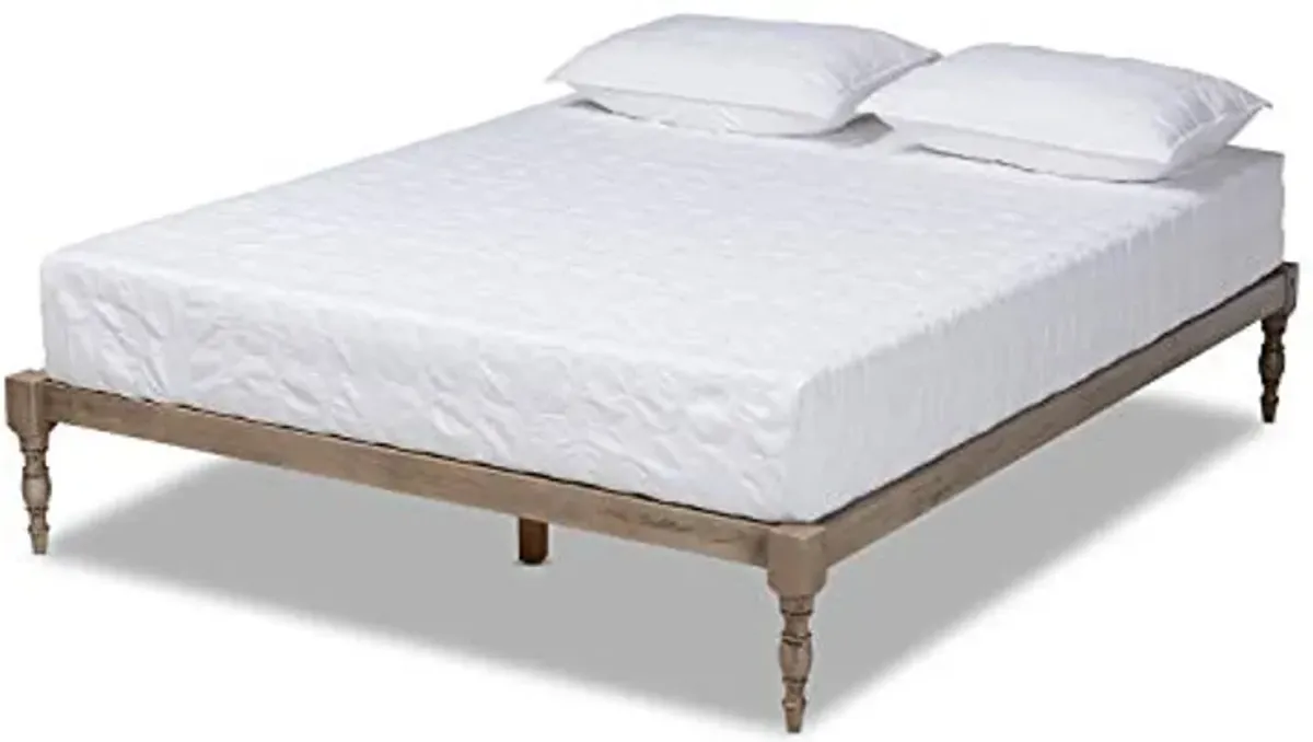 Baxton Studio Iseline Modern and Contemporary Antique Grey Finished Wood Full Size Platform Bed Frame