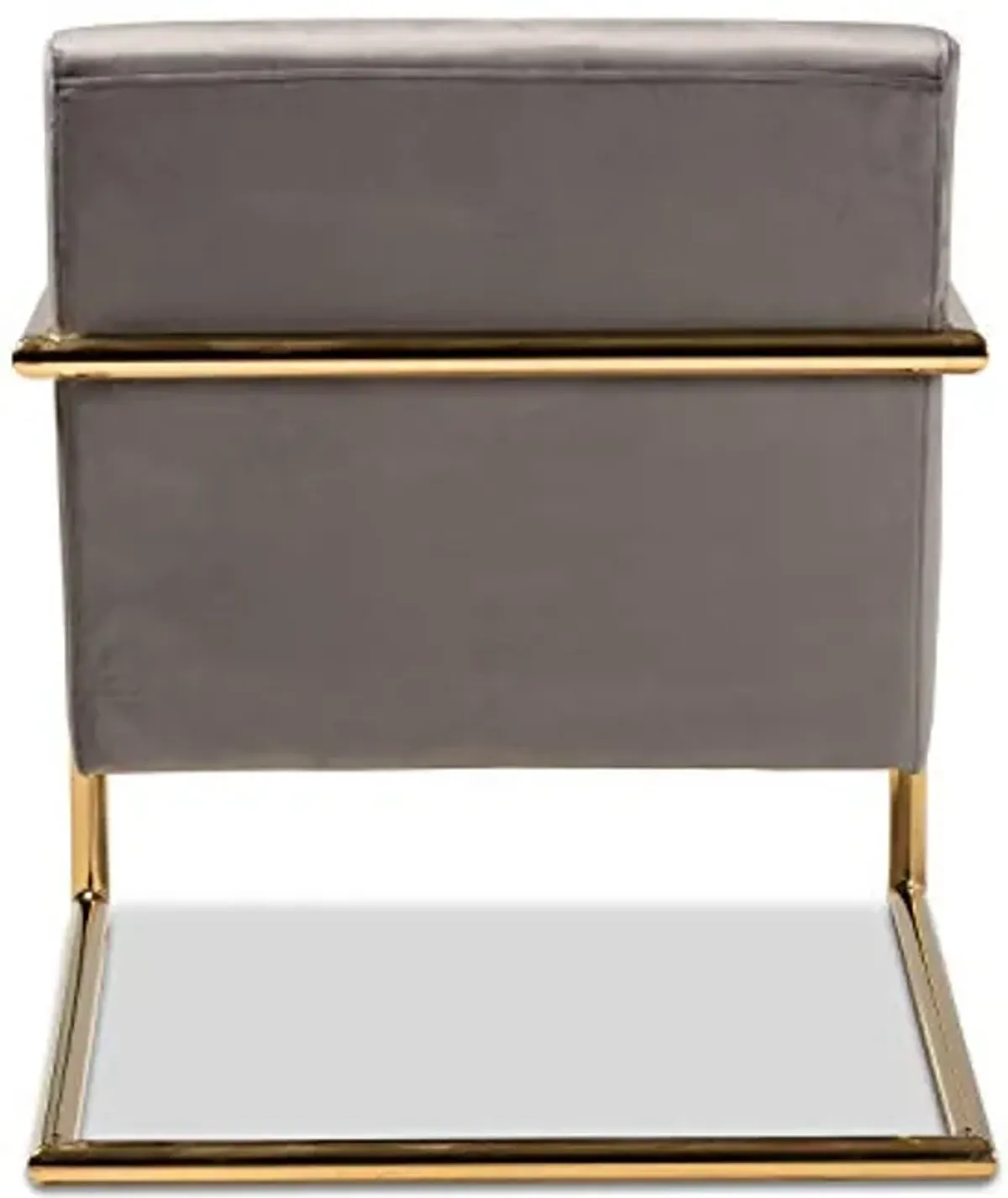 Baxton Studio Mira Glam and Luxe Grey Velvet Fabric Upholstered Gold Finished Metal Lounge Chair