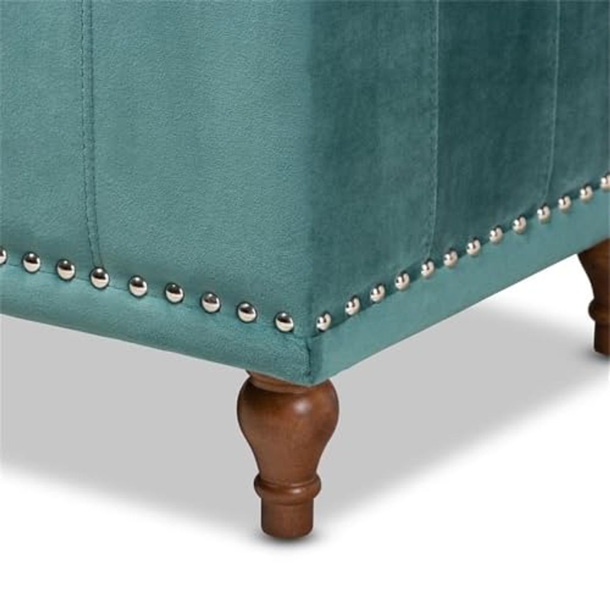 Baxton Studio Kaylee Modern and Contemporary Teal Blue Velvet Fabric Upholstered Button-Tufted Storage Ottoman Bench