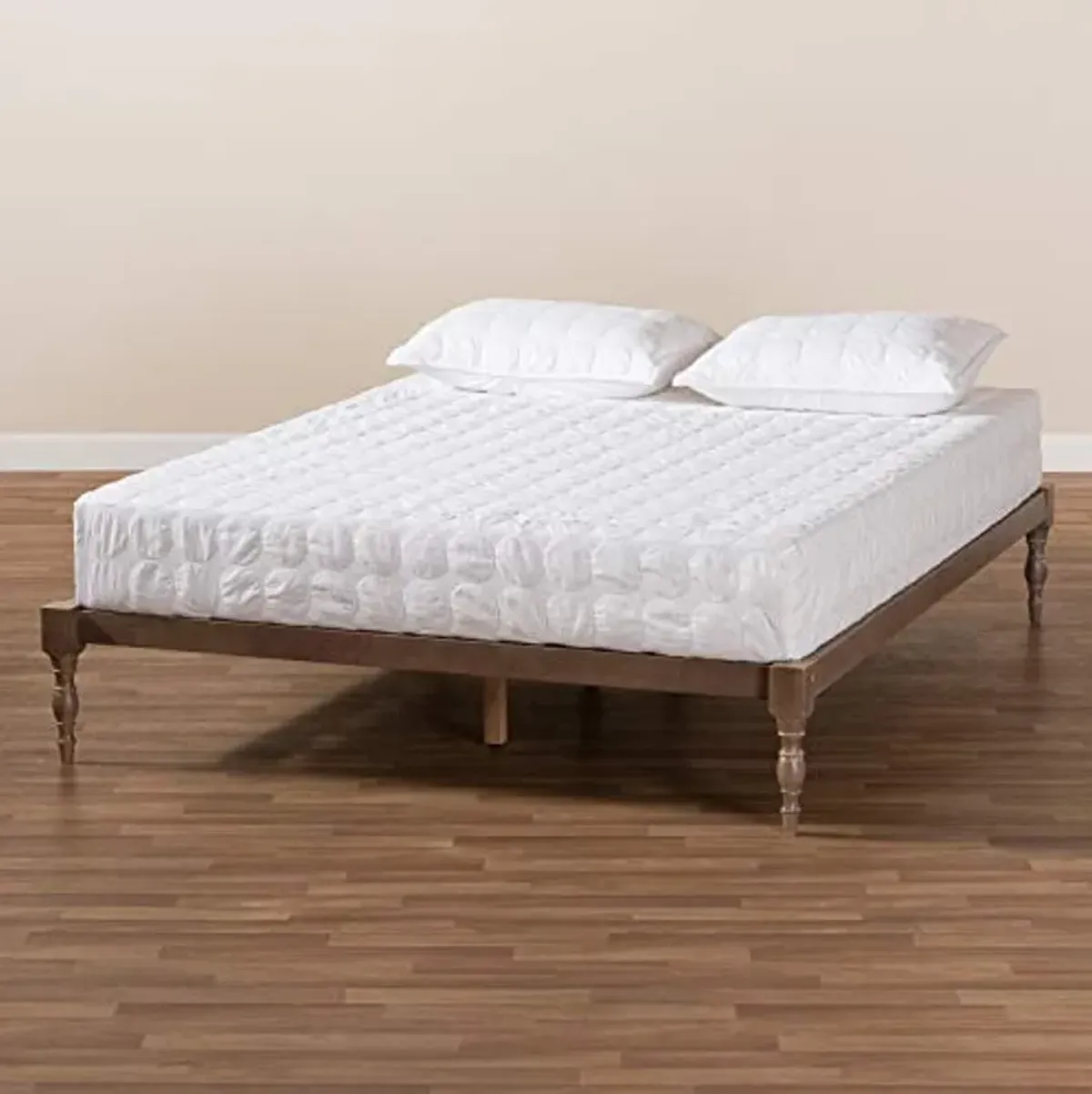 Baxton Studio Iseline Modern and Contemporary Antique Oak Finished Wood Queen Size Platform Bed Frame