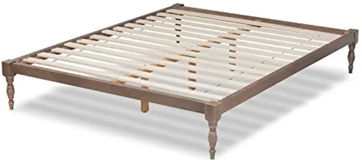 Baxton Studio Iseline Modern and Contemporary Antique Oak Finished Wood Queen Size Platform Bed Frame