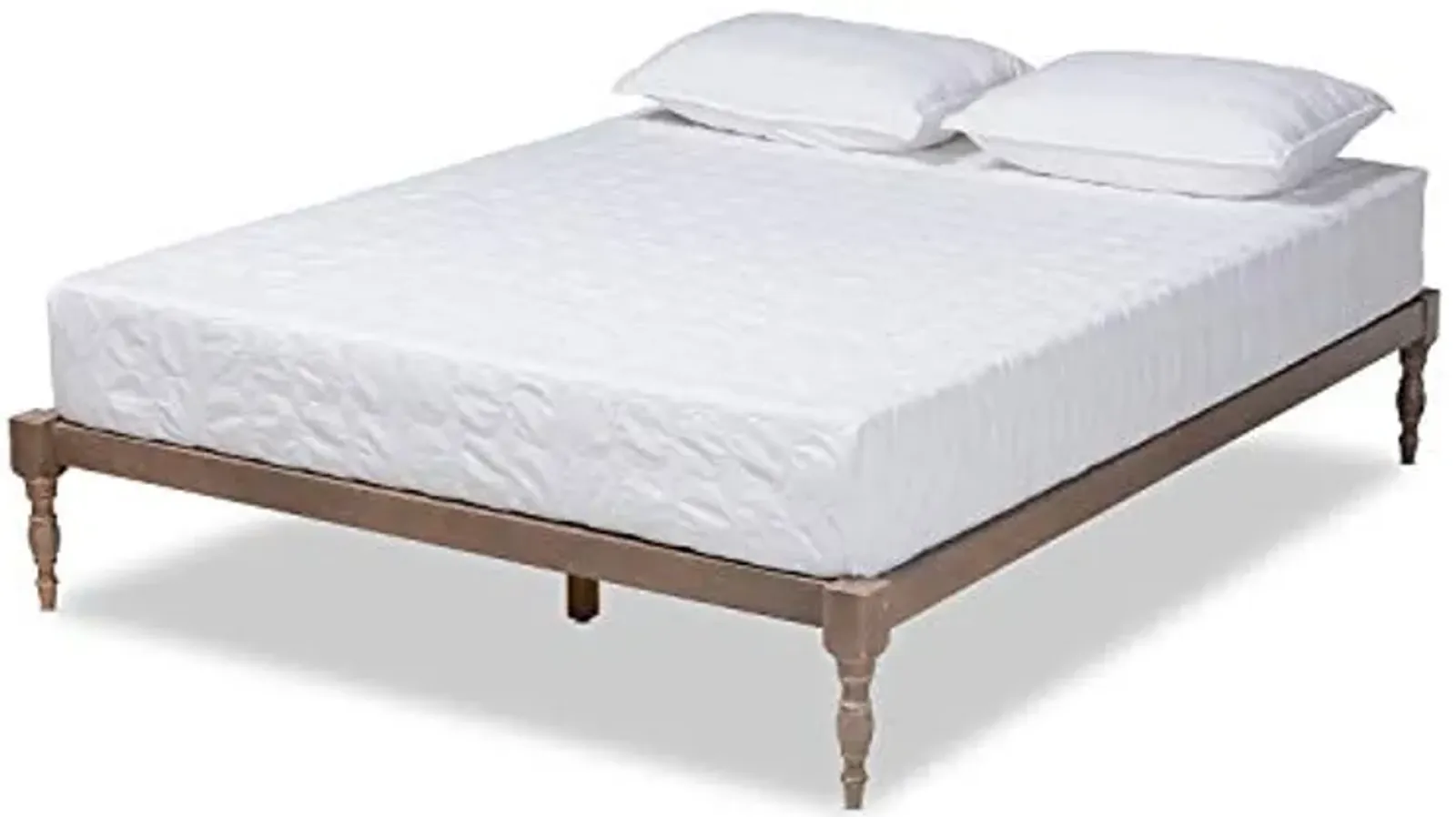 Baxton Studio Iseline Modern and Contemporary Antique Oak Finished Wood Queen Size Platform Bed Frame