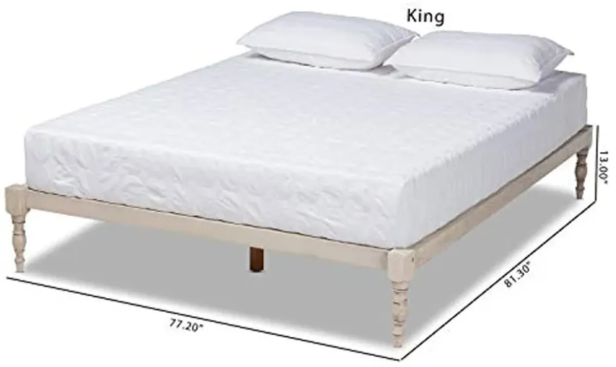 Baxton Studio Iseline Modern and Contemporary Antique White Finished Wood Queen Size Platform Bed Frame