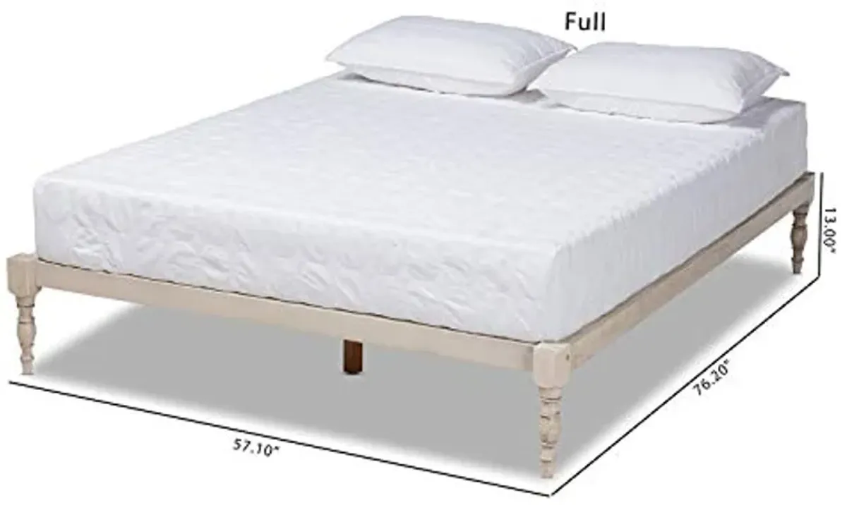 Baxton Studio Iseline Modern and Contemporary Antique White Finished Wood Queen Size Platform Bed Frame