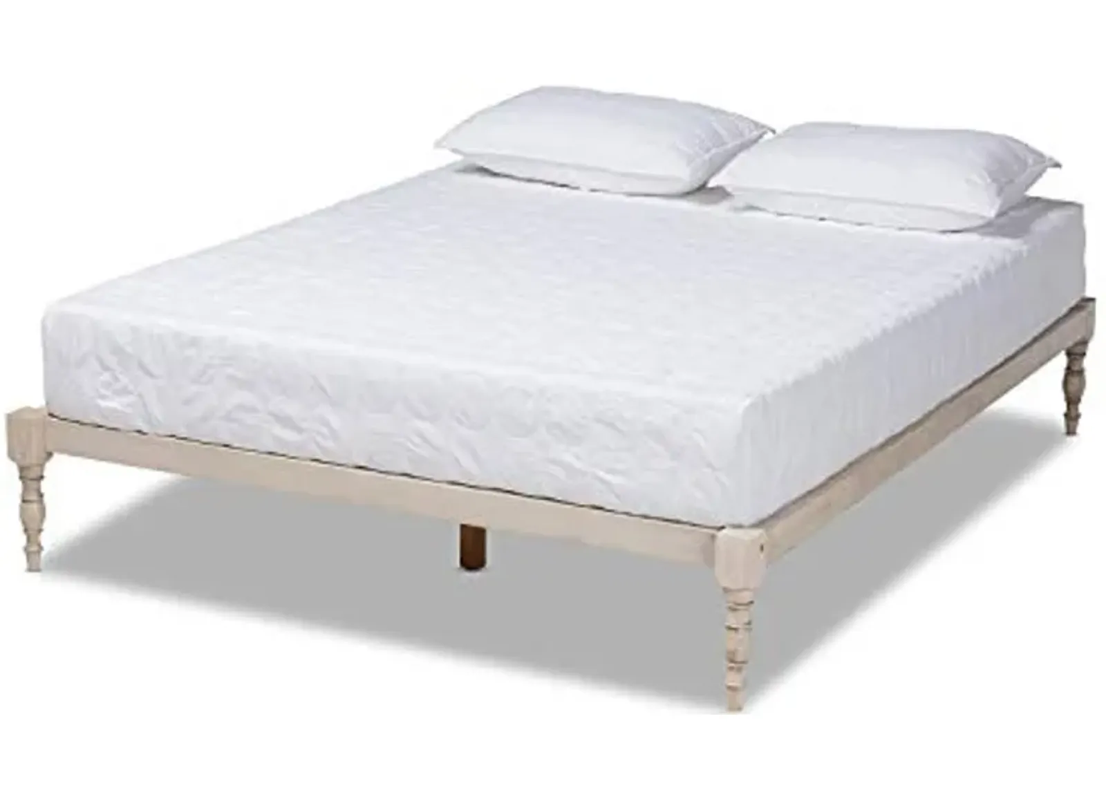 Baxton Studio Iseline Modern and Contemporary Antique White Finished Wood Queen Size Platform Bed Frame