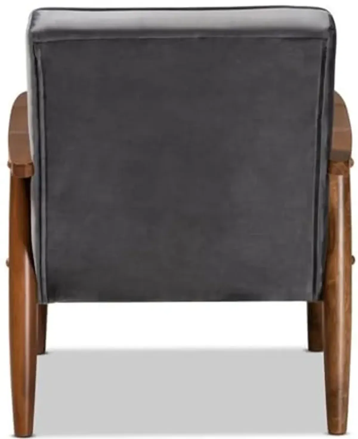 Baxton Studio Sorrento Mid-century Modern Grey Velvet Fabric Upholstered Walnut Finished Wooden Lounge Chair