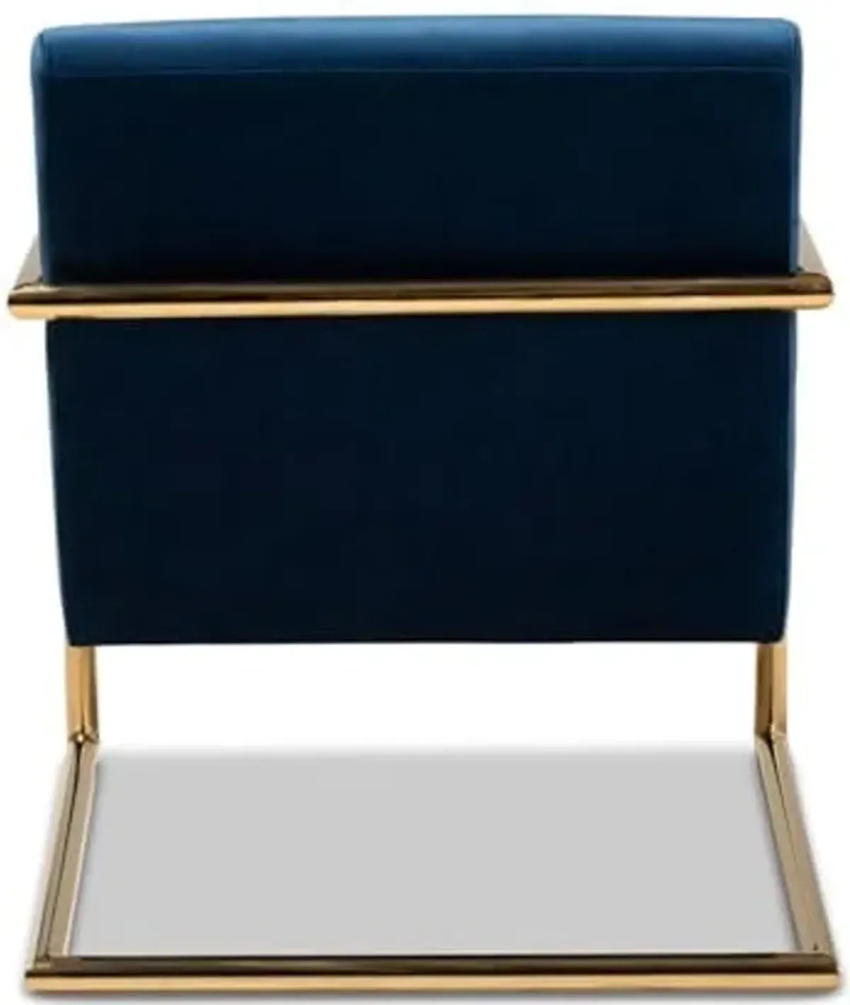 Baxton Studio Mira Glam and Luxe Navy Blue Velvet Fabric Upholstered Gold Finished Metal Lounge Chair