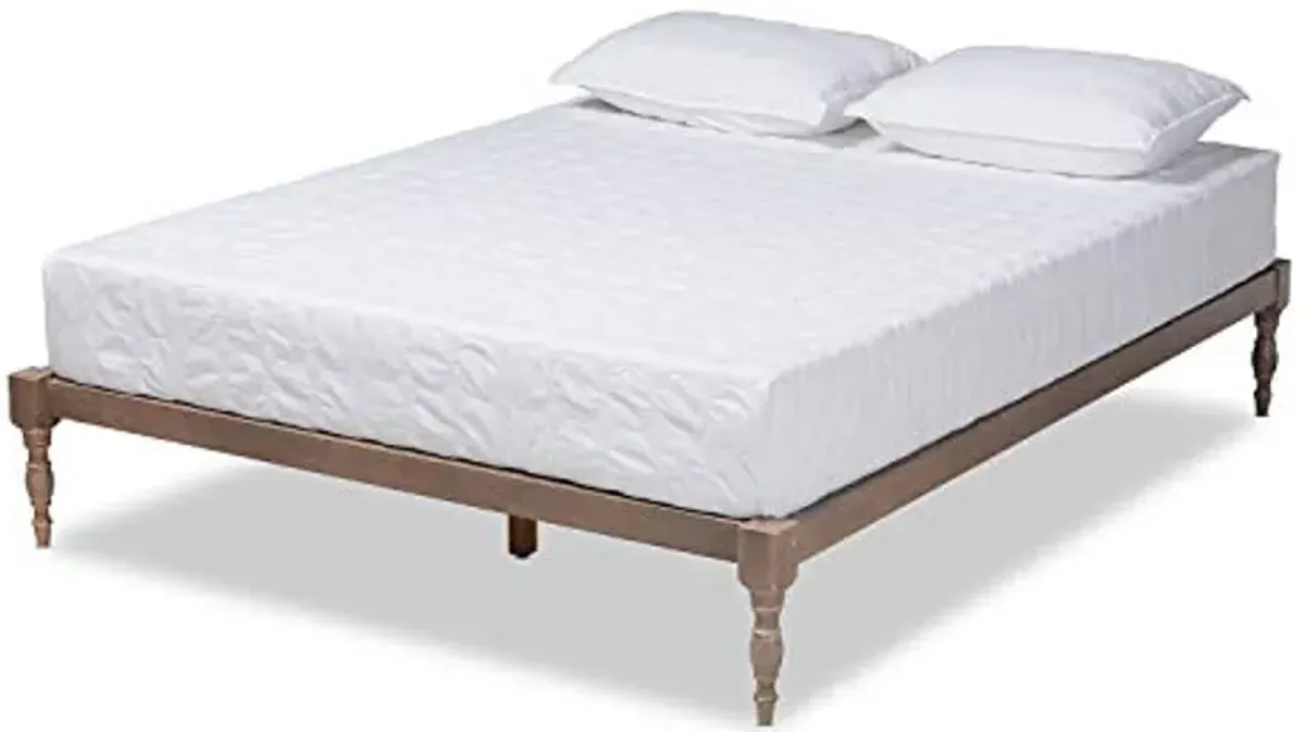 Baxton Studio Iseline Modern and Contemporary Antique Oak Finished Wood Full Size Platform Bed Frame