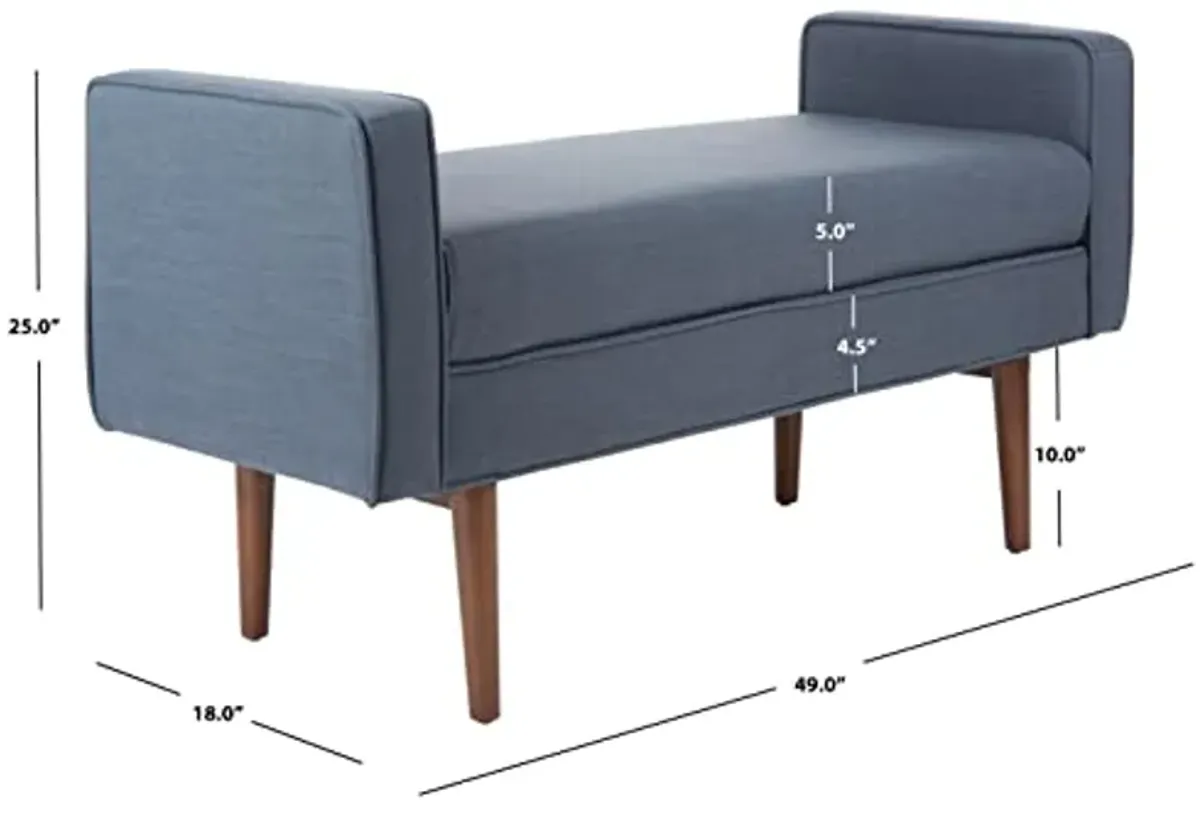 Safavieh Home Henri 49-inch Mid-Century Navy and Walnut Bench