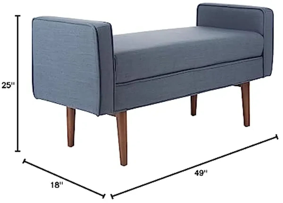 Safavieh Home Henri 49-inch Mid-Century Navy and Walnut Bench