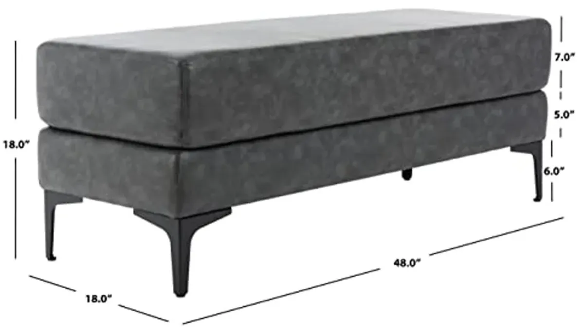 Safavieh Home Elise 48-inch Grey Faux Leather and Black Rectangular Bench