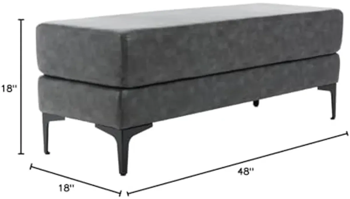 Safavieh Home Elise 48-inch Grey Faux Leather and Black Rectangular Bench