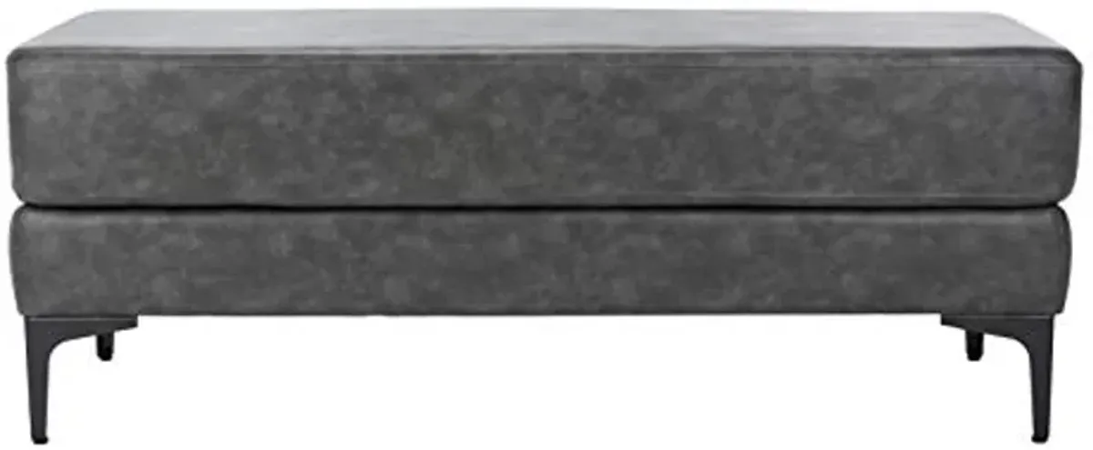 Safavieh Home Elise 48-inch Grey Faux Leather and Black Rectangular Bench