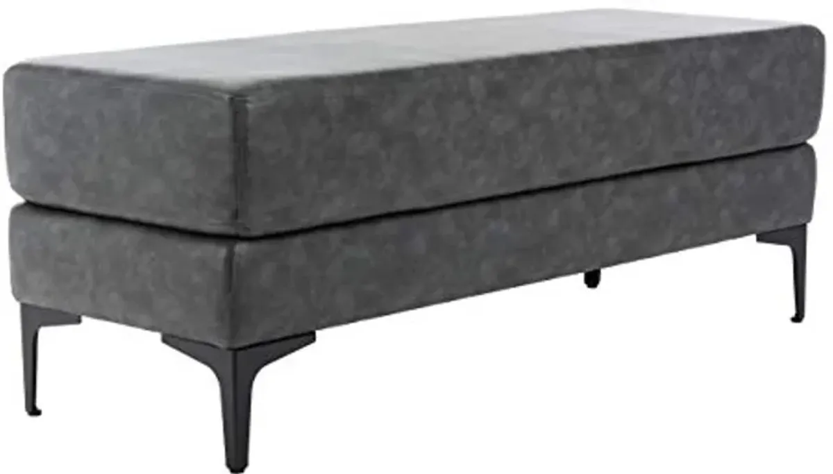 Safavieh Home Elise 48-inch Grey Faux Leather and Black Rectangular Bench