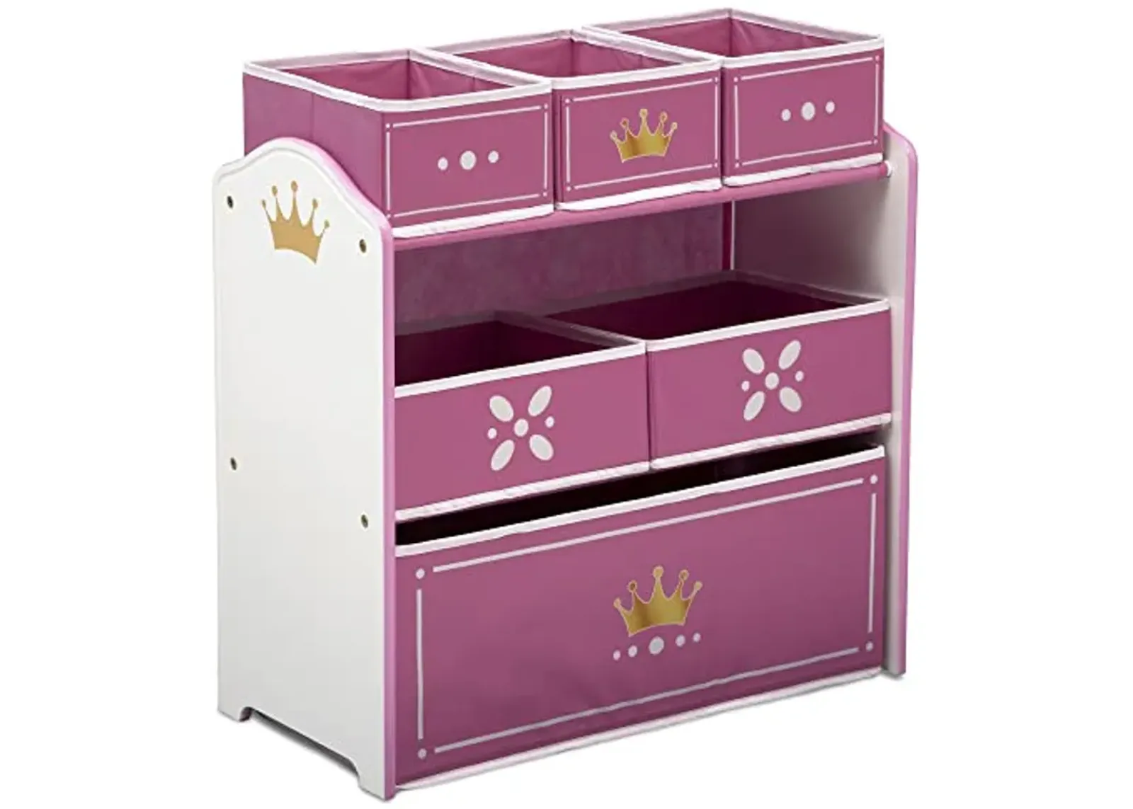 Delta Children Princess Crown Design & Store 6 Bin Toy Storage Organizer - Greenguard Gold Certified, White/Pink